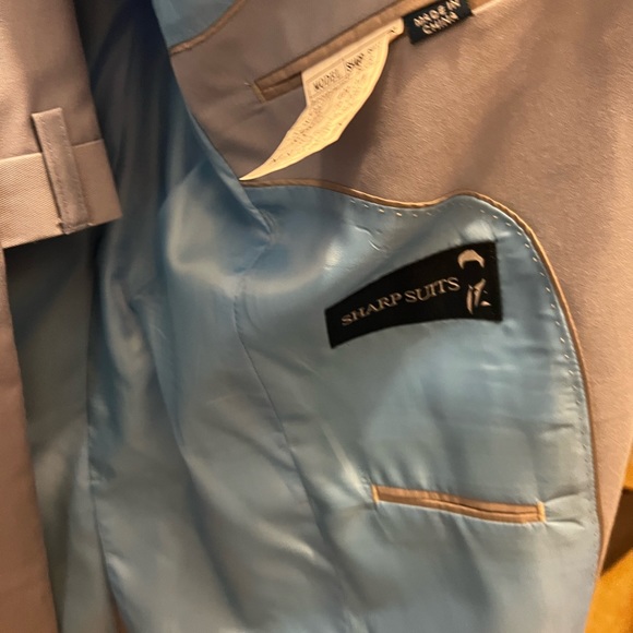 2 piece Sharp Suit,baby blue with light grey hue & baby blue inside jacket lapel - Picture 5 of 12